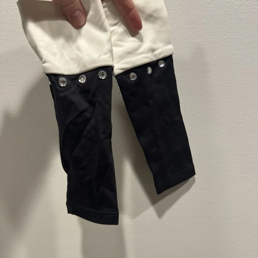 Children's Dance Costume Set sz XL Striped Capri Pants Tank Top Black White